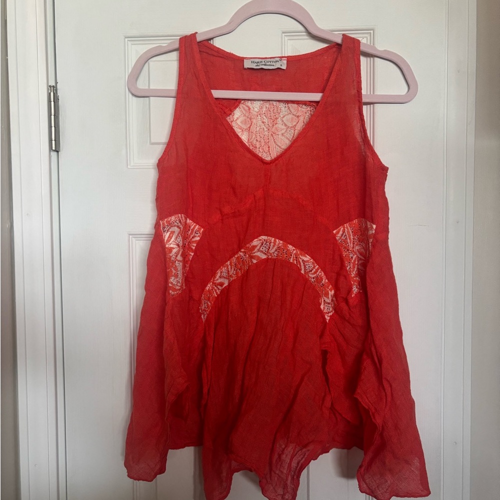 Haris Cotton 100% Linen Boho Tank Top – Made in Greece (S)